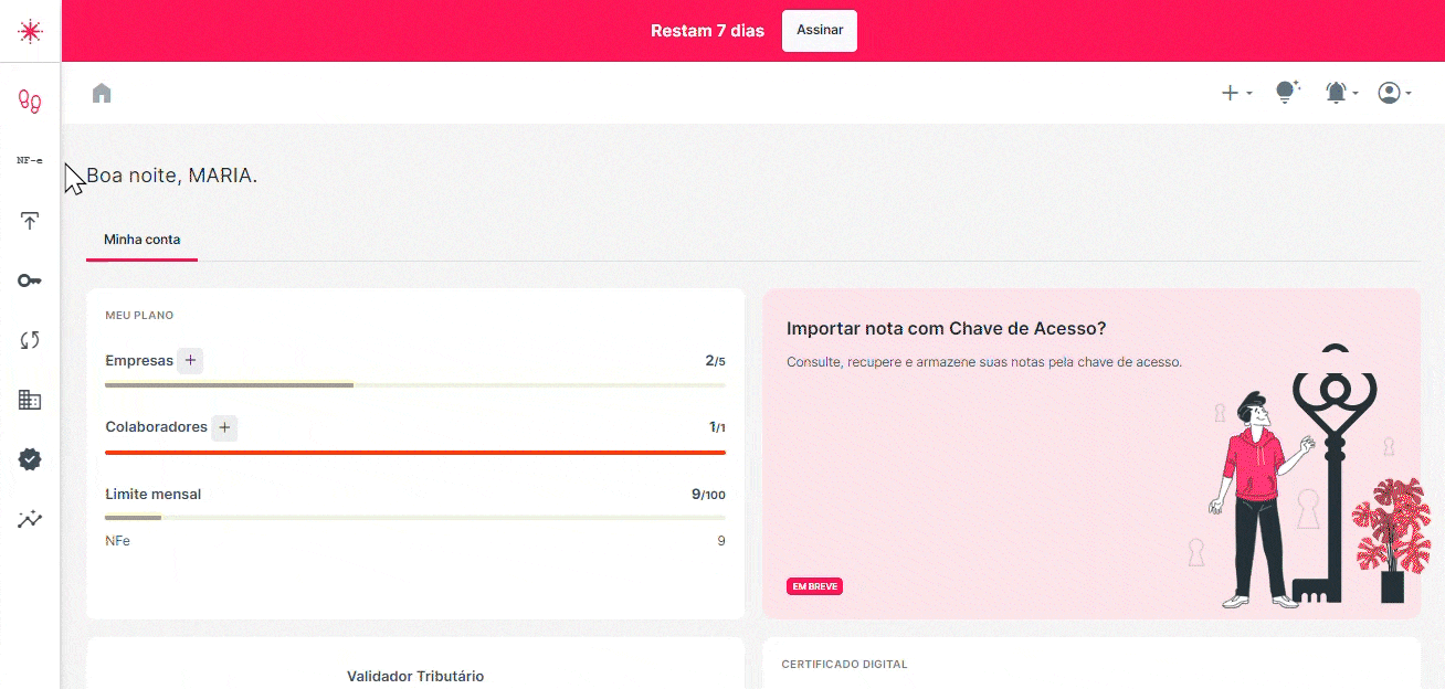 Tela de validação tributária das notas fiscais no sistema IOB Gestão DFe