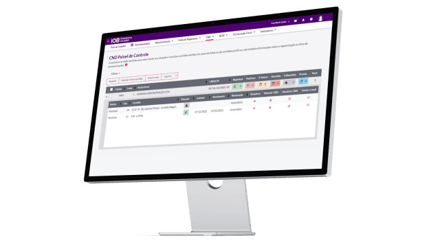 interface do módulo CND aberta em um notebook