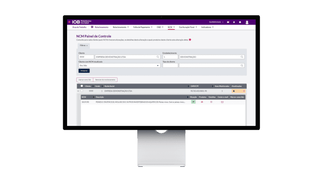 interface do módulo Alerta NCM aberta em um notebook