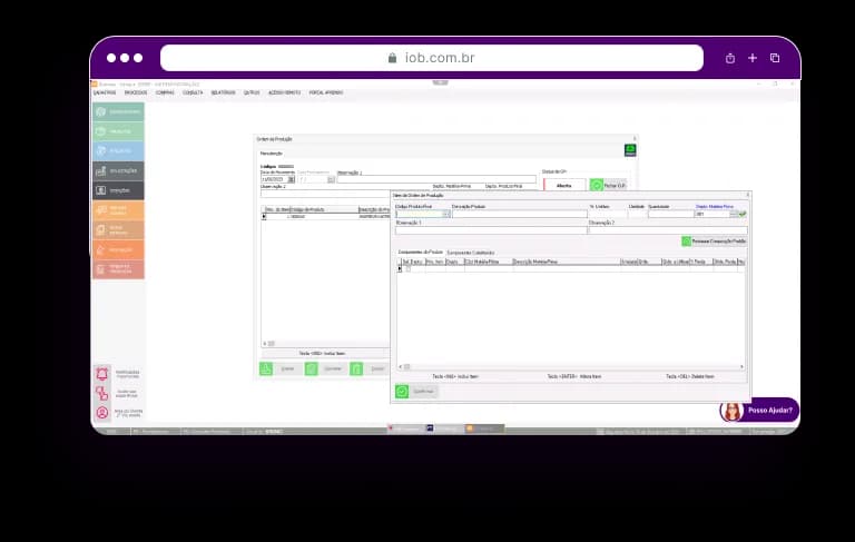 tela do sistema de estoque do IOB Business