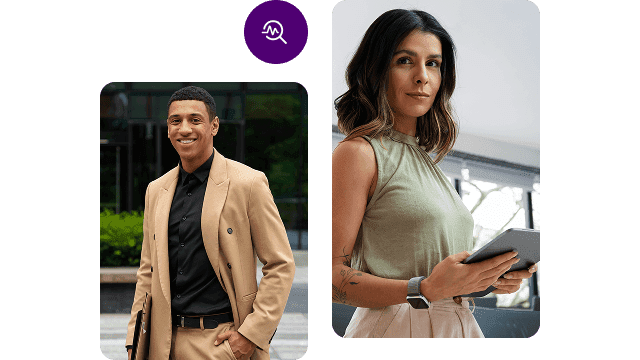 Homem e mulher que representam mercado contábil